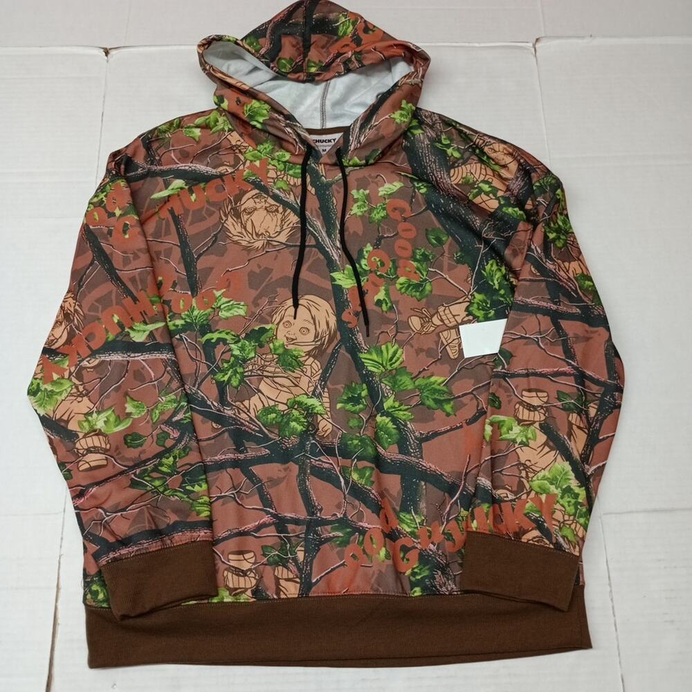 Men's Size M Medium Licensed Childs‎ Play Chucky Good Guys Camouflage Hoodie NWT